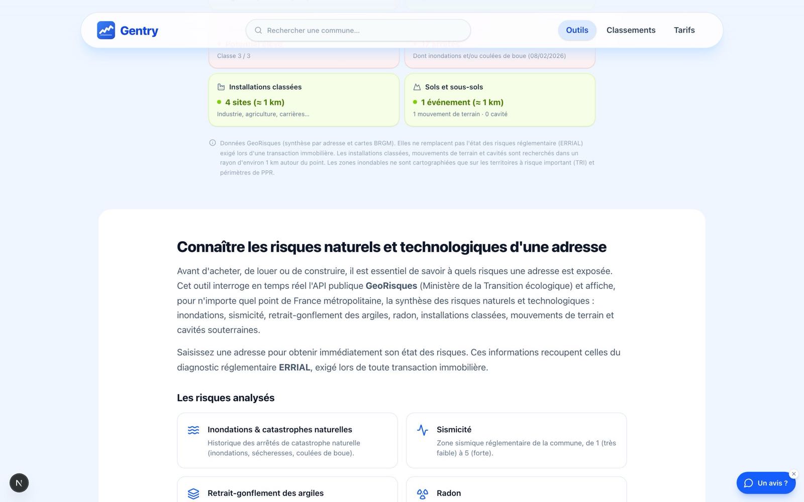 Détail des risques : sismicité, radon, argiles, catastrophes naturelles et sites industriels